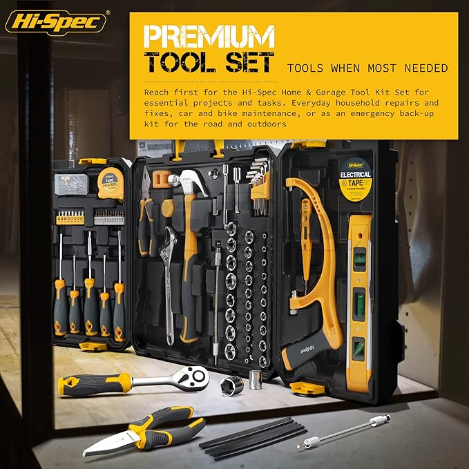 Hi-Spec 126 pc Socket Wrench Auto Repait Tool Kit Set, Full Tool Sets for Men, Ideal Kit for Home & Professional Use