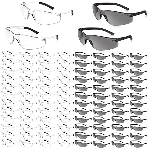 Safety Glasses Bulk of 100 ANSI Z87.1 Protective Eyewear Scratch-Resistant for Work, Lab, Construction