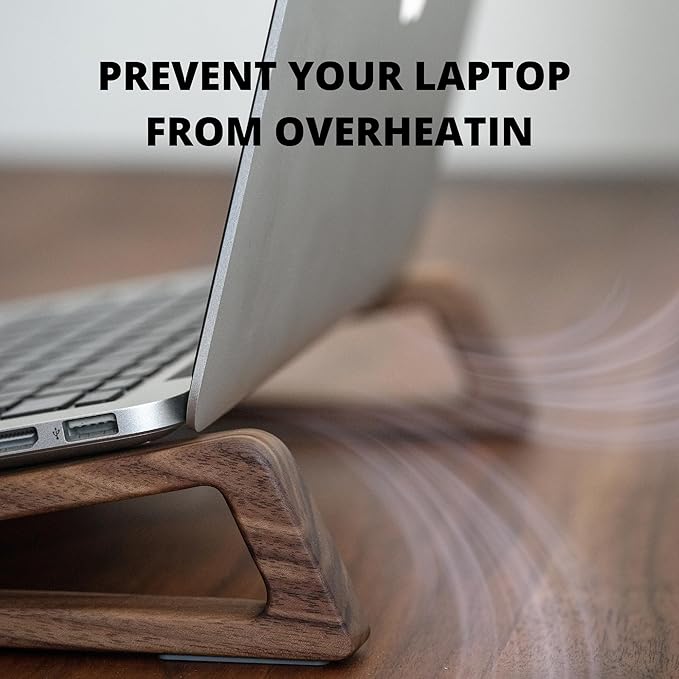 muso wood Laptop Stand for Desk, Walnut Laptop Riser, Ergonomic Wooden Laptop Ventilated Stand with 10 to 17.3 Inches Notebook PC Computer - Walnut