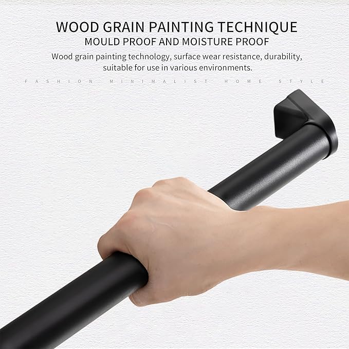 Handrails for Indoor Stairs,Railings，Outdoor Stairs Handrail，Modern Aluminum Handrail Set, Wall Mounted，Wall Return Bracket More Safety, Rust Free. (Matte Black, 3 FT)