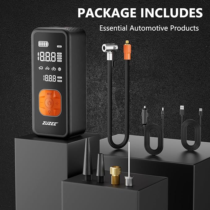 Tire Inflator Portable Air Compressor - 4X Faster Inflation, 150PSI Air Pump for Car Tires with Digital Pressure Gauge/LED Light, 20000mAh Portable Tire Inflator for Car, Moto, Bike, Ball, etc