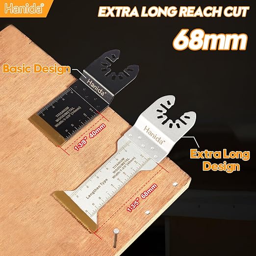 40 Pcs Oscillating Saw Blades Metal, Titanium Oscillating Tool Blades, Extra-Long Reach Multitool Blades Kit for Wood Plastics, Oscillating Multitool Saw Blades fit Dewalt Rockwell