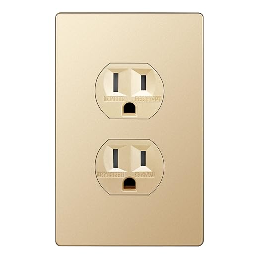 ENERLITES Elite Series Duplex Receptacle with Screwless Wall Plate, Residential Grade Duplex Outlet, Tamper-Resistant, Grounding, 15A 125V, UL Listed, 61580-TR-GDWP, Gold with Wall Plate