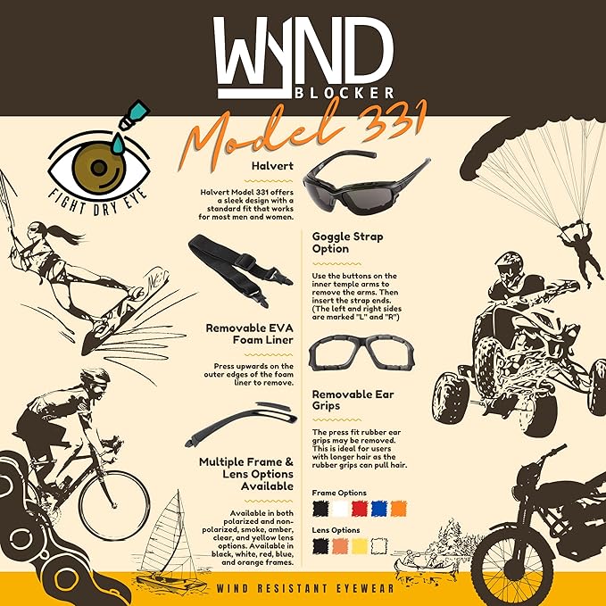 WYND Blocker Motorcycle Riding Glasses Extreme Sports Wrap Sunglasses