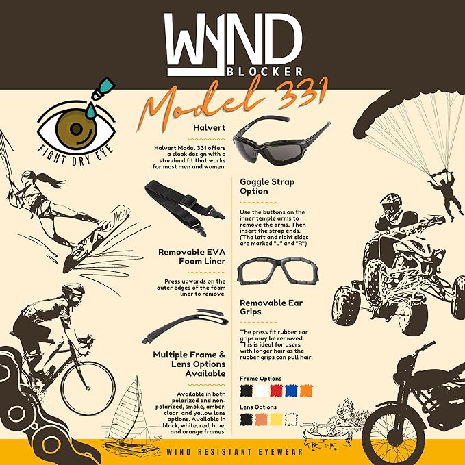 WYND Blocker Motorcycle Riding Glasses Extreme Sports Wrap Sunglasses