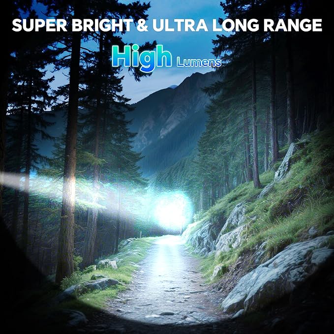 3Pack Rechargeable Flashlights 990,000 High Lumens, Super Bright Flashlight with LCD Digital Display, 5Modes Adjustable LED Flashlight Tactical Flashlights High Powered, Flash Lights for Emergency