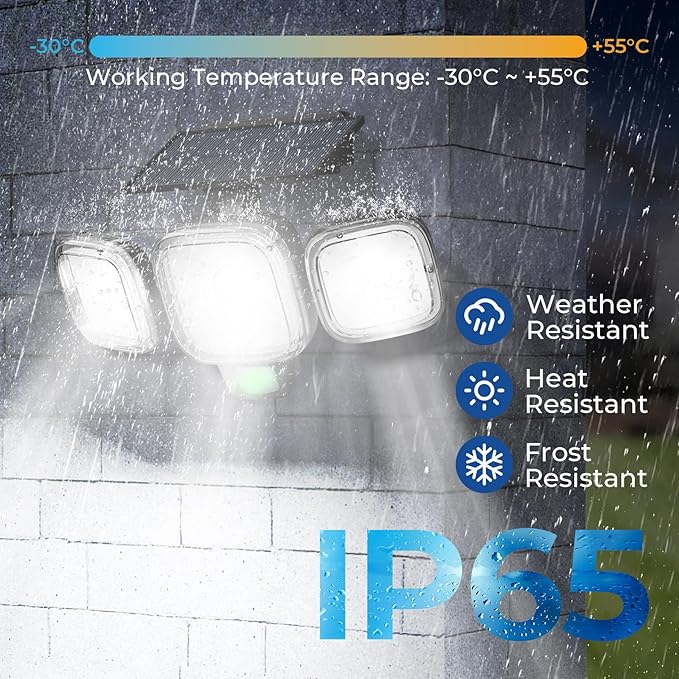 CINOTON Solar Motion Sensor Outdoor Lights, 3 Modes LED Security Flood Light with Remote Control, IP65 Waterproof Solar Powered Outside Wall Lighting for Garden Patio Garage Yard Entryway Black 1 Pack