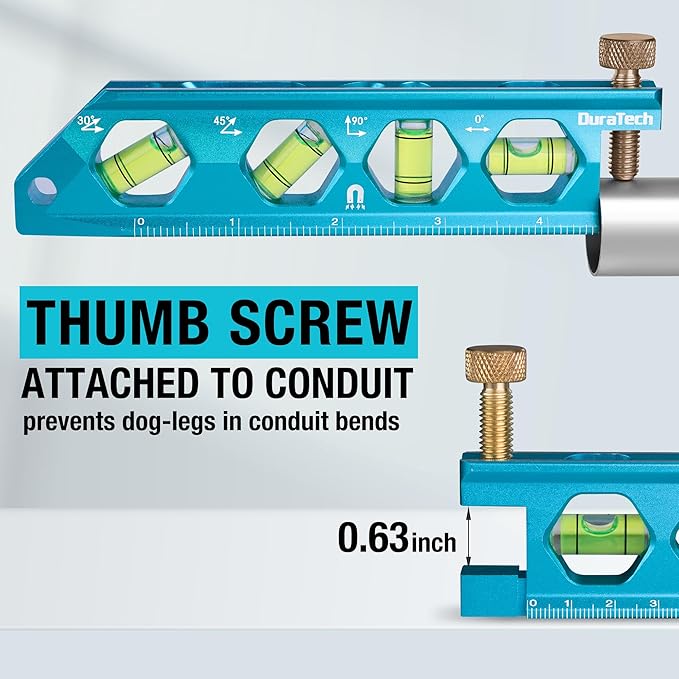 DURATECH 3-Piece Level Tool Set, Magnetic Torpedo Level Included 2.5", 6.25", 8" Leveler with 0°/30°/45°/90° Bubbles, V-Groove, Large Viewing Window, Aluminium Alloy Construction, SAE and Metric Scale