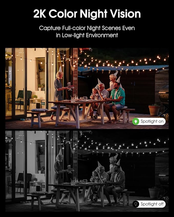 ANRAN Solar Security Cameras Wireless Outdoor with Light,2K Porch Floodlight Camera with Color Night Vision & AI Motion Detection,2-Way Talk Spotlight Siren Alarm,Compatible with Alexa,2PCS