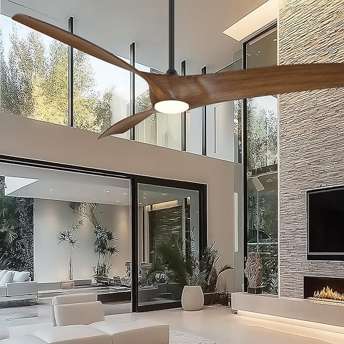 Zephyr Indoor or Outdoor 3-Blade 72in Smart Ceiling Fan in Matte Black Distressed Koa with Adjustable CCT 2700-3000-4000-5000K LED Light Kit and Remote Control works with Alexa and iOS or Android App