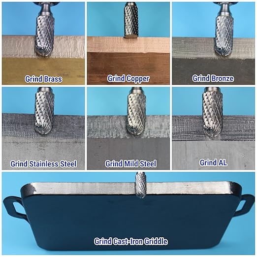 8Pcs Carbide Burr Set 1/4 Shank w/Clear Box Max Head Dia 12mm Die Grinder Bits Rotary Tools Attachment Kit Rasp Accessories Metal Wood Stone Steel Grinding Deburring Cutting Porting Carving