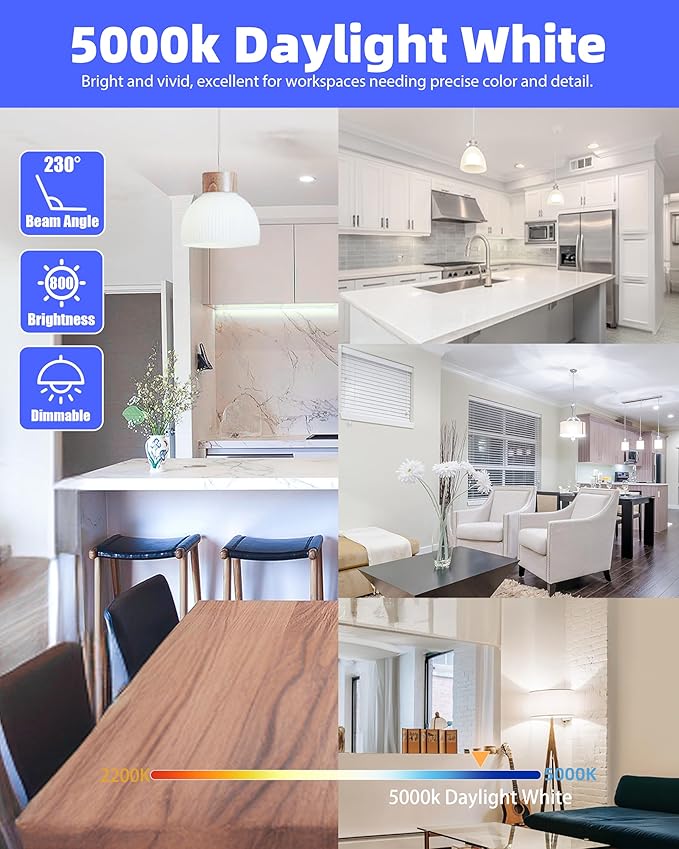 Lumiverse 90 Pack Dimmable A19 LED Light Bulbs, 5000k Daylight 9.5 Watt [60w Equivalent], E26 LED Bulb Energy Efficient, UL Listed (5000K Daylight White)