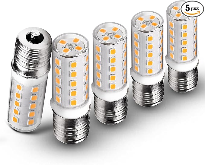 E17 LED Intermediate Base Microwave Light Bulb 4W Equivalent 40W 2700K Warm White E17 Appliance Light Bulb for Chandelier Ceiling Fan Pendant Stove Top Range Hood,Non-Dimmable,120V,450lm,5pack
