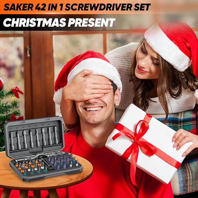 Saker 42 in 1 Magnetic Screwdriver Set, Multi Bit Free Combination Ratchet Screwdriver Set Portable Repair Tool Kit for Furniture, Computer, Bicycle and DIY Grey