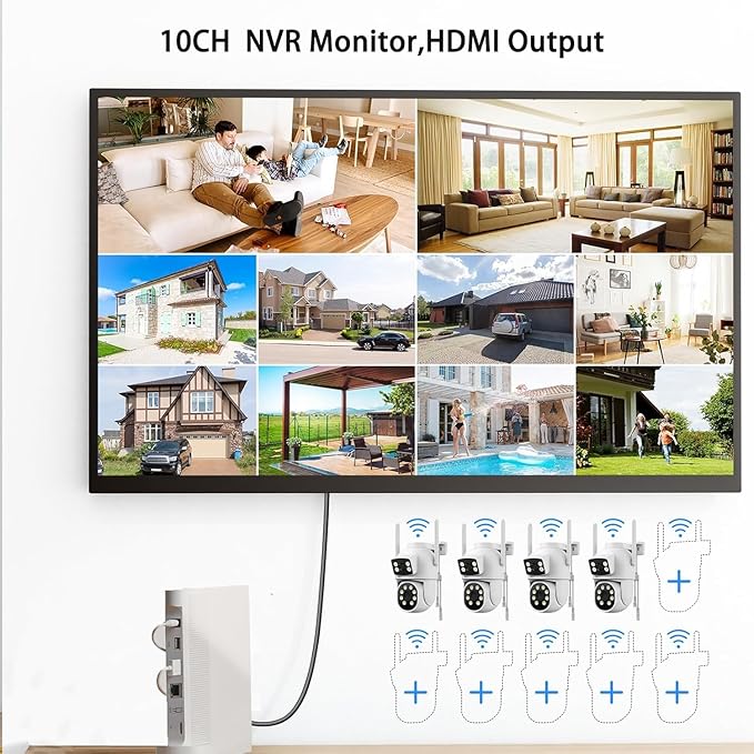 2K Dual Lens Security Cameras Wireless Outdoor, 5G & 2.4G WiFi Pro Home Security Camera System with Color Night Vision, Auto Tracking, 2-Way Audio, 360° Pan & Tilt, 500GB HDD 10CH NVR No Subscription