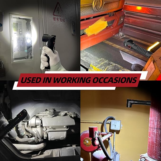 Flashlight, Rechargeable Flashlight with 1300 High Lumen Dual Modes Spotlight and Floodlight, 90 Degree Swivel Head with Magnet Max 22H Runtime, for Work, Repair, Emergency S701