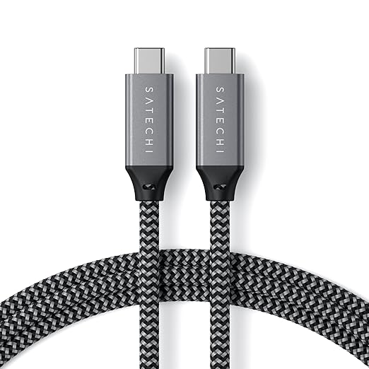 Satechi USB C to USB C 4.0 Pro Cable, 140W Power Delivery, 8K Resolution @ 60Hz, 4K @ 120Hz Single or 4K @ 60Hz Dual Display, 40Gbps Data Transfer, Downward Compatible to 2.0 USBC Devices (30in/80cm)