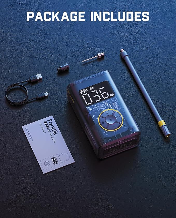 Fanttik X9 Pro Portable Tire Inflator for Compact Car, 1Min Jet-Inflate Electric Bike Pump with Digital Tire Pressure Gauge, 150PSI Air Compressor for Electric Bikes, Motorcycle, Ball, Mechanical Gray