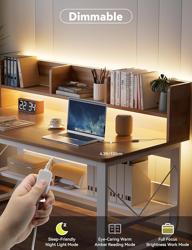 MIWISE LED Strip Lights,Super Bright 5V USB COB Tape Light 6.56ft/2m 2700K Warm White with Touch Dimmer Switch,CRI90+ Flexible Dimmable TV Backlights,for Mirrors,Under Cabinet,Home DIY Projects