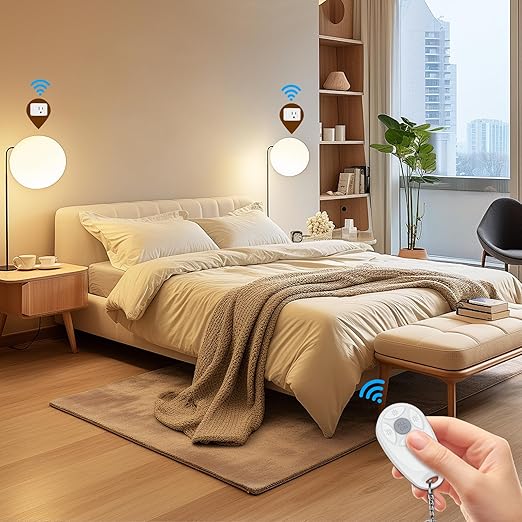 Thinkbee Remote Control Outlet, 15A /1500W 300ft RF Range Wireless Light Switch Kit, Expandable Remote Outlet Electrical Switch for Lamp Fan Household Appliances, 80-275V with Anti-Surge 4000V