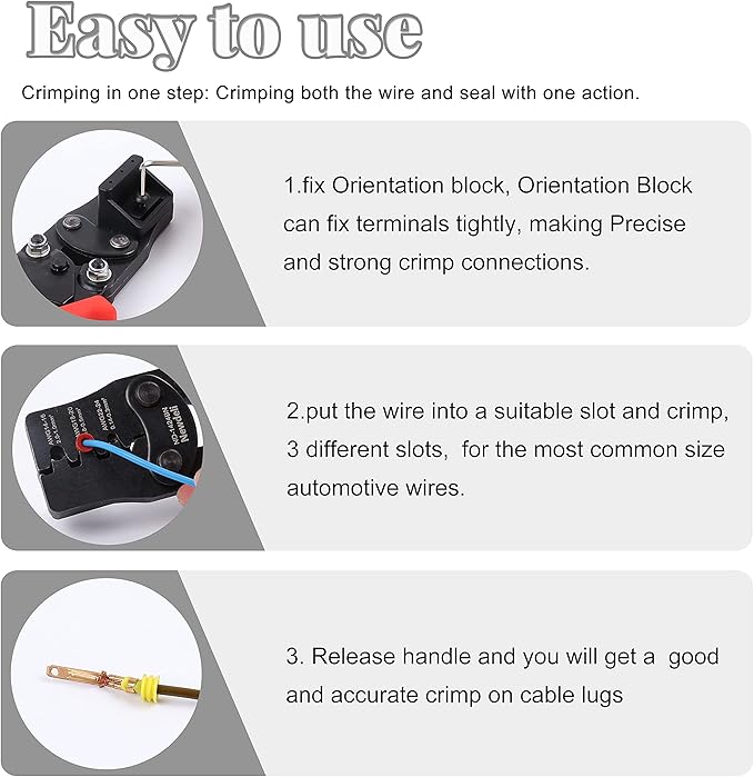 Weather Pack Crimpers, Newdeli Crimp tool AWG 14-24 for Crimping Delphi APTIV Weather Pack Terminals or Metri-Pack Connectors(Have Locator & Removal Extraction Tool)