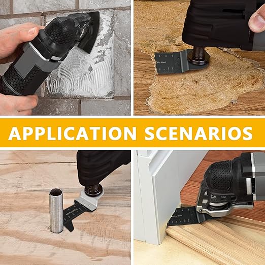 96Pack Oscillating Tool Blades, Multitool Kit for Wood, Metal, Plastics Cutting, Quick Release Multi Tool Blades Kits for Dewalt, Rockwell, Ryobi