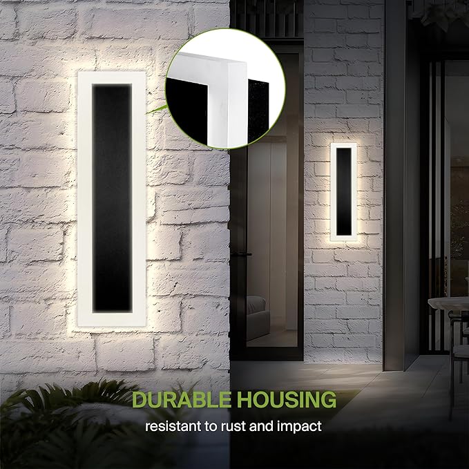 ASD LED 24" Long Wall Mount Light Fixture, Outdoor & Indoor Linear Sconce | 3CCT, Dimmable, Waterproof, Anti-Rust, ETL Listed | 24W 2000LM 3000-5000K 100-277V | Exterior Porch Lighting | Black