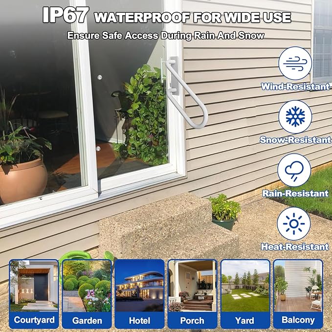 Jamb Mount Handrails for Outdoor Steps-1-2 Step Waterproof Stairs Railing-Powder Coated Side Mount Hand Rails for Indoor Stairs-Non-Slip Staircase Grab Rail for Deck/Porch/Mobile Home/Short Stairway