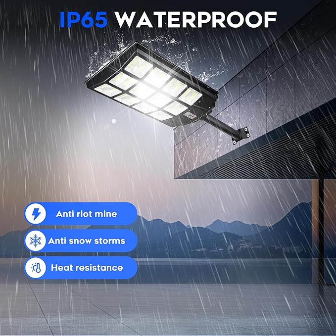 Solar Street Lights Outdoor - 8000K Commercial Parking Lot Lights Dusk to Dawn, Waterproof Solar Security Flood Lights with Motion Sensor and Remote for Yard, Garage, Driveway