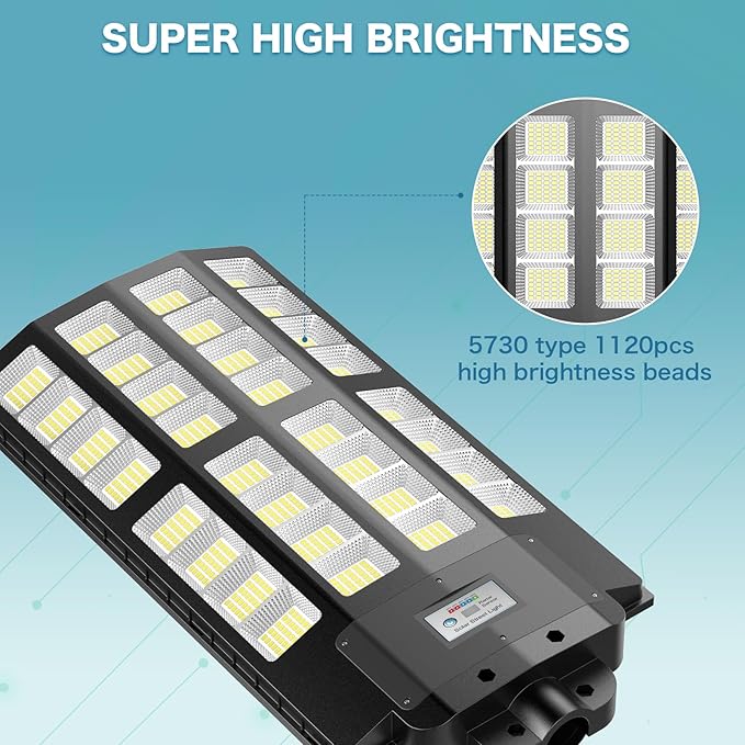 8200W Solar Street Lights Outdoor: Commercial Solar Parking Lot Lights with Motion Sensor and Remote Control, IP66 Waterproof, Wide Angle Dusk to Dawn Outdoor Lighting, Large Dimension, 2 Pack