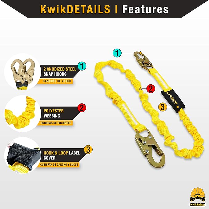 KwikSafety - 6' Cobra Web Self-Retracting Lifeline [Bundle] Class 1 Retractable Safety Lanyard SRL ANSI OSHA Fall Gear