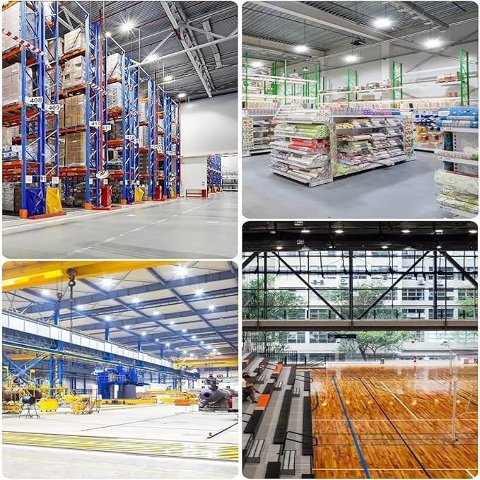 4 Pack 250W UFO Led High Bay Light,120VAC,5000K Daylight Commercial Bay Lighting,IP66 Waterproof,41050LM,1150W MH/HPS with Plug Area Lighting for Warehouse/Shop/Workshop/Barn/Gym/Factory