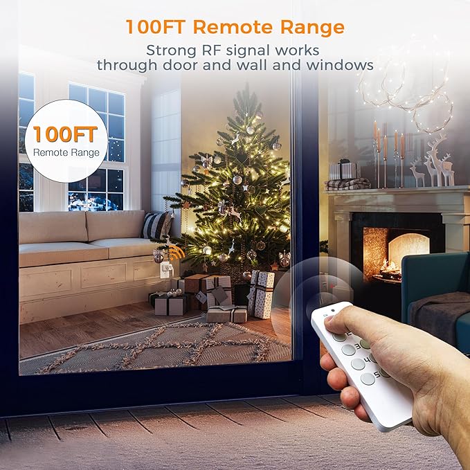 Wireless Remote Control Outlet, TESSAN Electrical Wall Plug with ON/Off Light Switch for Indoor String Lights, Lamps, Home Appliances, 100ft Range (2 Remotes + 5 Outlets)
