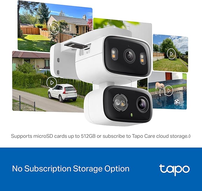 Tapo 2K 3MP Indoor/Outdoor Dual Lens Pan/Tilt Security Camera – 125° Wide-Angle + 6mm Telephoto, 360° Pan, Free Person/Vehicle Detection, SD/Cloud Storage, Works w/Alexa & Google Home – HybridCam Duo