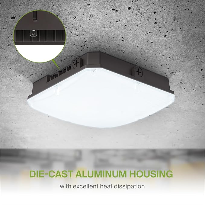 ASD LED Slim Canopy 40/60/70W 120-277V 0-10V Dimmable 140Lm/W 3000/4000/5000K Bronze UL DLC Premium