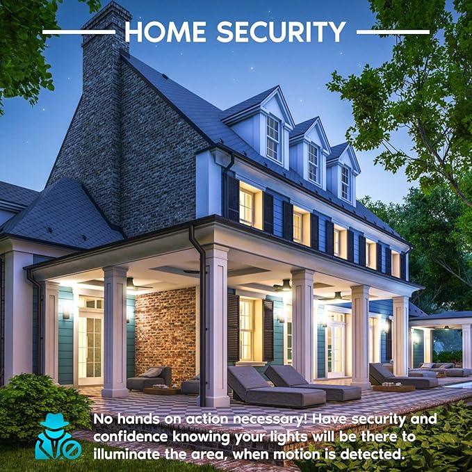 LUXRITE A19 LED Motion Sensor Light Bulbs, 60W Equivalent, Motion Activated Dusk to Dawn Sensor, 3000K Soft White, 800 Lumens, Security Light Bulb, Indoor/Outdoor, UL Listed, E26 Base (2 Pack)