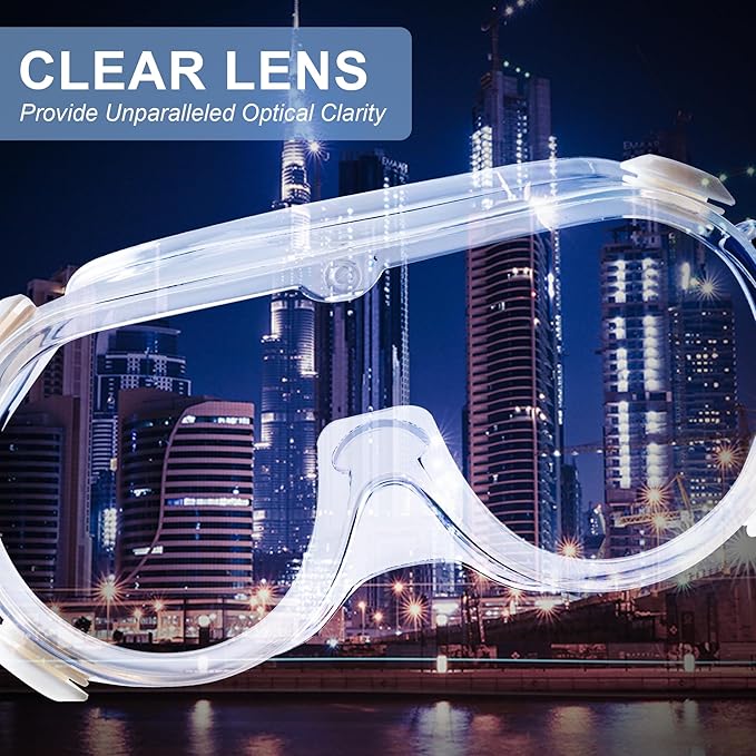 2-Pack Safety Goggles, Anti-Fog Lab Goggles, Over Glasses Safety Glasses for Chemistry Lab, Mowing, Woodworking, Painting, Construction, Industrial Use