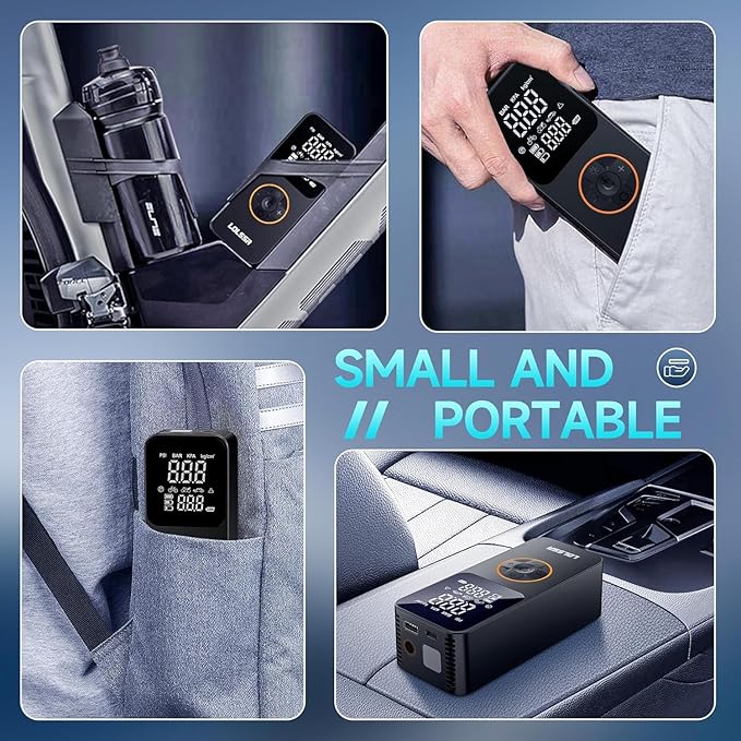 Tire Inflator Portable Air Compressor-Air Pump 20000mAh & 150PSI Cordless Electric for Car, Motorcycle, Bike, Ball, with Tire Gauge Pressure, Dual-Use Type