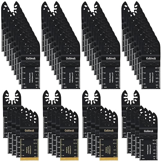 55PCS Oscillating Saw Blades, Quick Release Titanium Multitool Blades for Wood Plastics Metal, Universal Multi Tool Oscillating Blades Kits Fit Dewalt Milwaukee Ryobi Makita Rockwell Fein