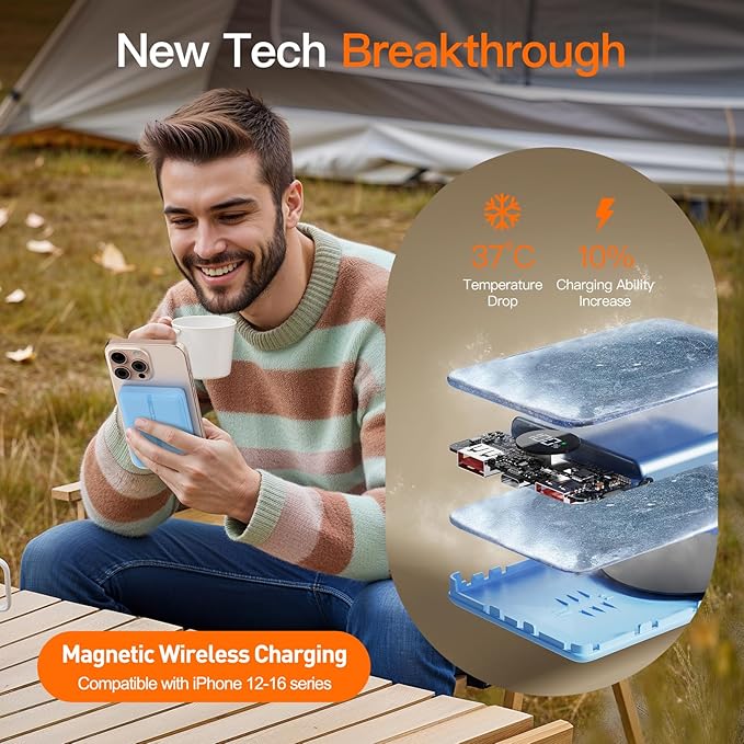 Magnetic Portable Charger, 16800mAh Wireless Power Bank, with 20W USB-C Fast Charging and LED Digital Display Magnetic Battery Pack, Compatible with iPhone 17/16/15/14/13/12 Full Series (2025)