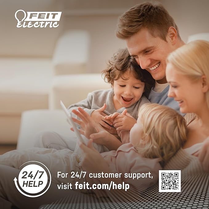 Feit Electric BR30/927CA/AG 65W Equivalent WiFi Dimmable, No Hub Required, Alexa Google Assistant BR30 Smart LED Light Bulb, 5" H x 3.72" D, 2700K Soft White