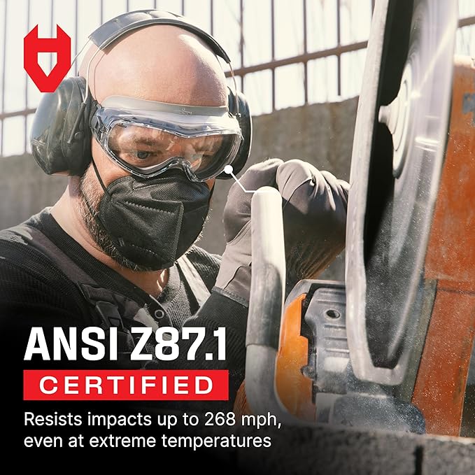 NoCry Anti Fog Safety Goggles for Men and Women with Premium Anti Scratch Coating - Vented Panoramic Lab Goggles; ANSI Z87 Certified Lab Safety Goggles, Eye Protection Goggles with Adjustable Headband