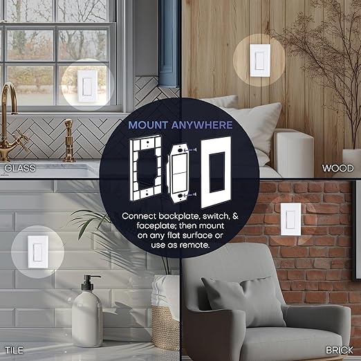 RunLessWire Single Pole Battery-Free DIY Wireless Light Switch Kit 150ft RF Range Self-Powered by Kinetic Energy for Fixtures & Outlets : 1 Remote Switch Controls 1 5A On/Off Receiver – Black