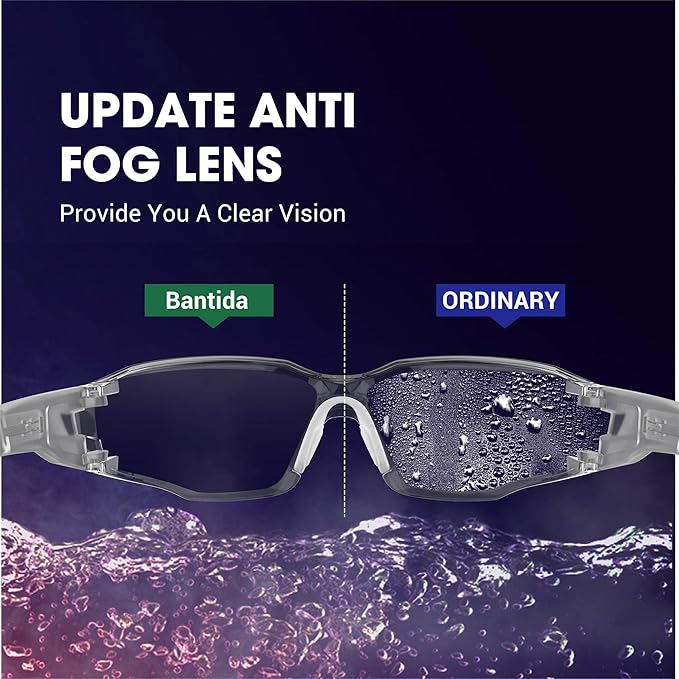 Safety Glasses Anti-Fog Goggles Clear Lens,Adjustable Frames Blue Light Blocking Eye Protection For Men Women