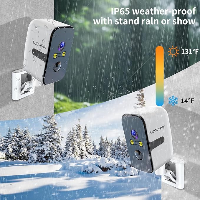 Security Cameras Wireless Outdoor Indoor,180° Horizontal Cameras for Home Security Battery,2.4/5GHz WiFi Camera Motion Detection Alert,2-Way Audio,IP65 WaterProof,Work with Alexa,Built-in Magnet Base