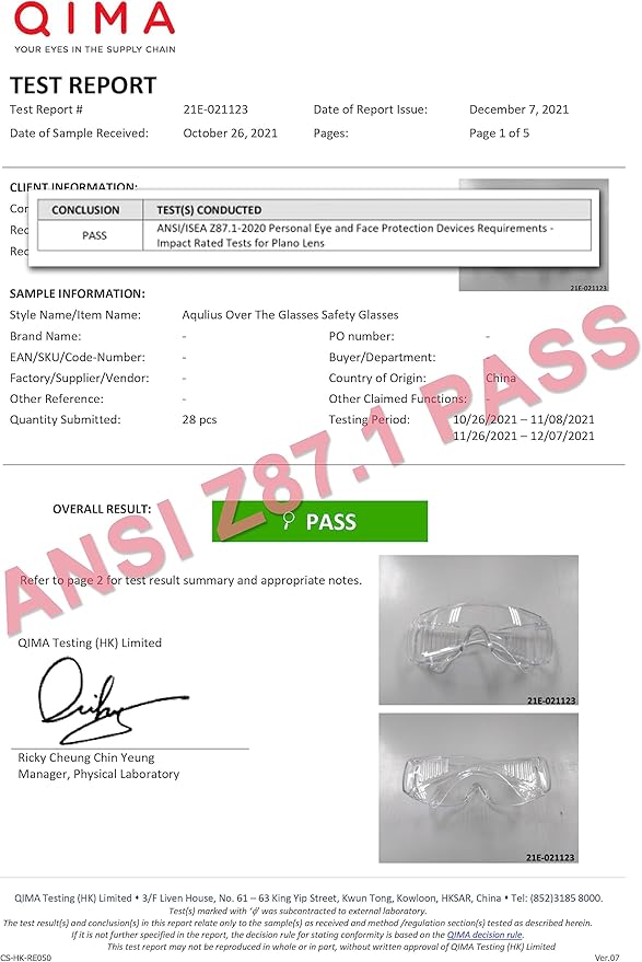 Aqulius Over Glasses Safety Glasses & Safety Goggles - 12-Pack, Clear Polycarbonate - Anti-Fog & Scratch-Resistant Bulk Eye Protection for Sanding & Shooting - ANSI Z87+ Rated Side Shields