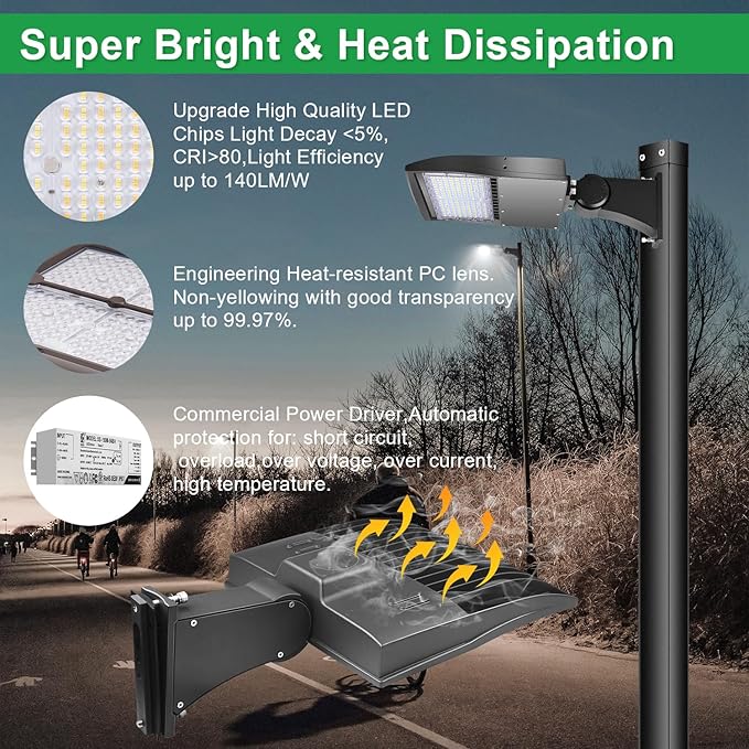 480V 150W LED Parking Lot Light, 5000K 21000LM LED Shoebox Area Light (500W HID/HPS Equiv.) with Direct Arm Mount, Dimmable Commercial Street Lighting with 20KV Surge Protection, UL DLC Listed