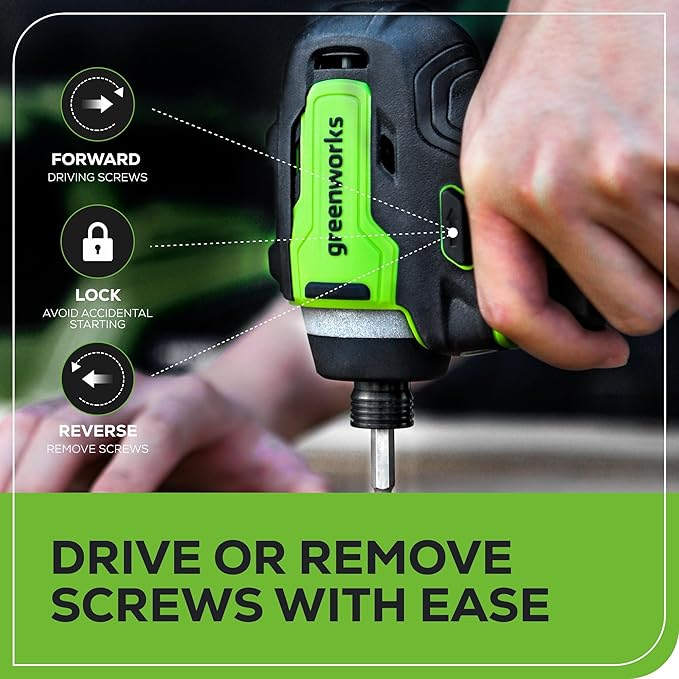 Greenworks 24V 4pcs Brushless Power Tool Combo Kit, 530 in-lbs 1/2" Drill Driver, 1950 in-lbs 1/4" Impact Driver,3000 SPM Reciprocating Saw,200 lumens Flashlight,2 * 2Ah Battery and Fast Charger