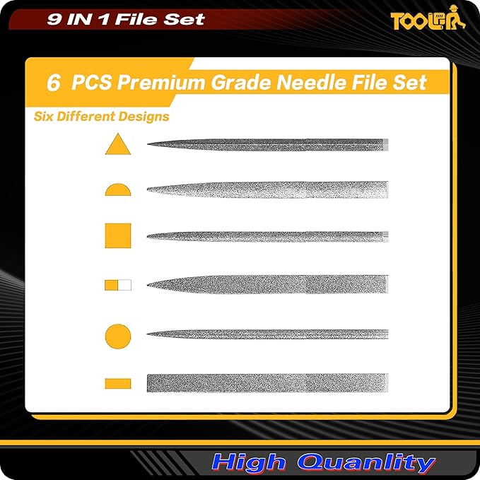 8-In-1 Needle File & Saw Set With Storage box, 6 pcs Small Diamond Files, for Metal, Jewlers, Wood, Leather and Plastic, Ergonomic Designed Handle With Quick Change Mechanism