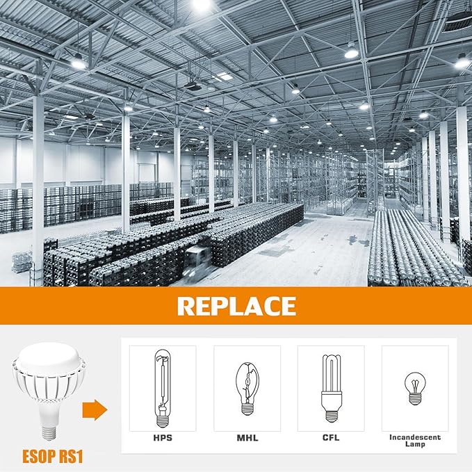 150W LED Bulb E39 Mogul Base, E39/E26 Super Bright Light Bulbs 5000K Daylight 19500LM Equivalent 1200Watt HPS/Metal Halide, High Lumen LED Bulb for Commercial Warehouse Workshop Factory Backyard Barn